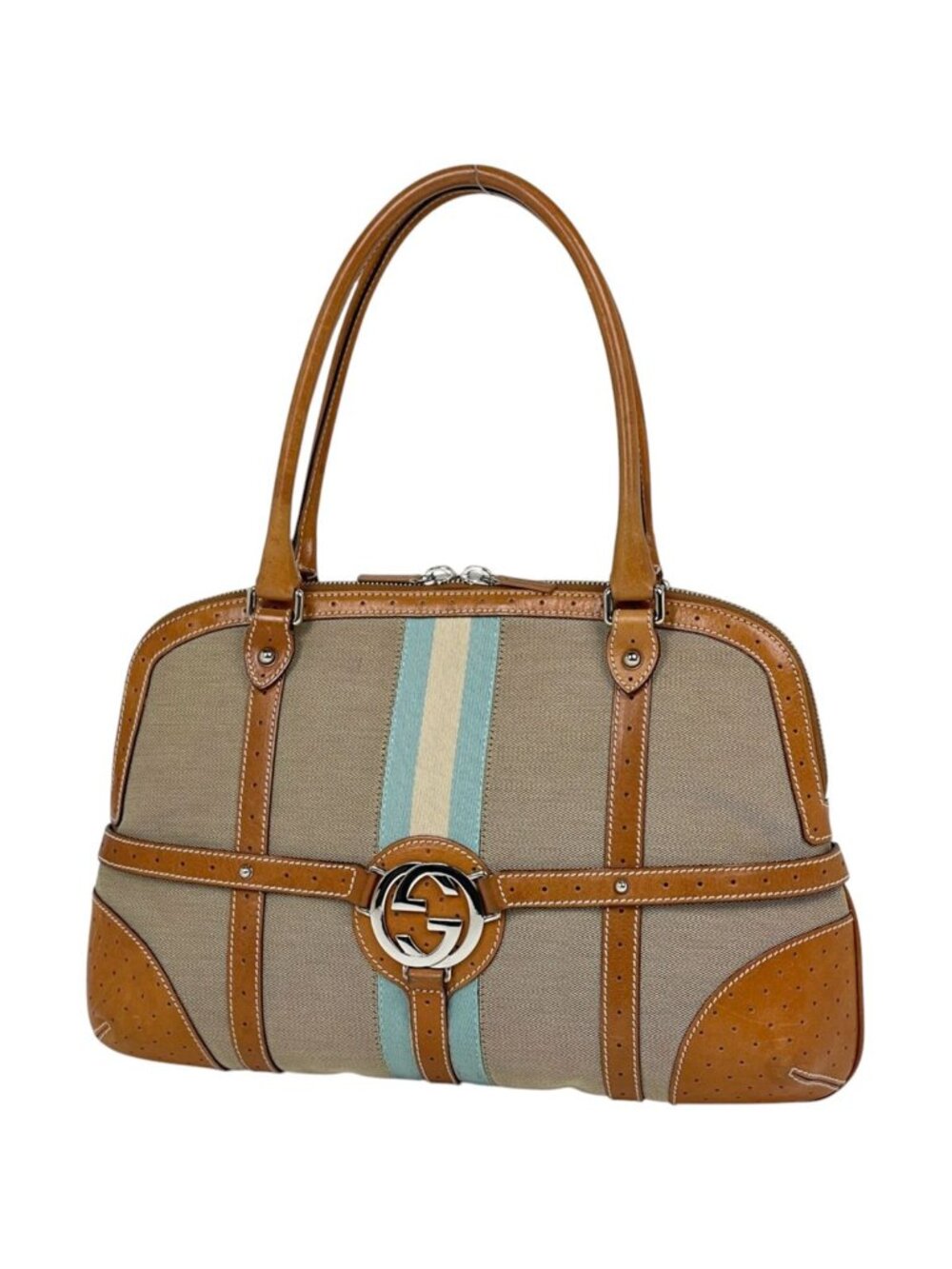 Gucci Handbag Interlocking G Sherry Line Canvas Brown